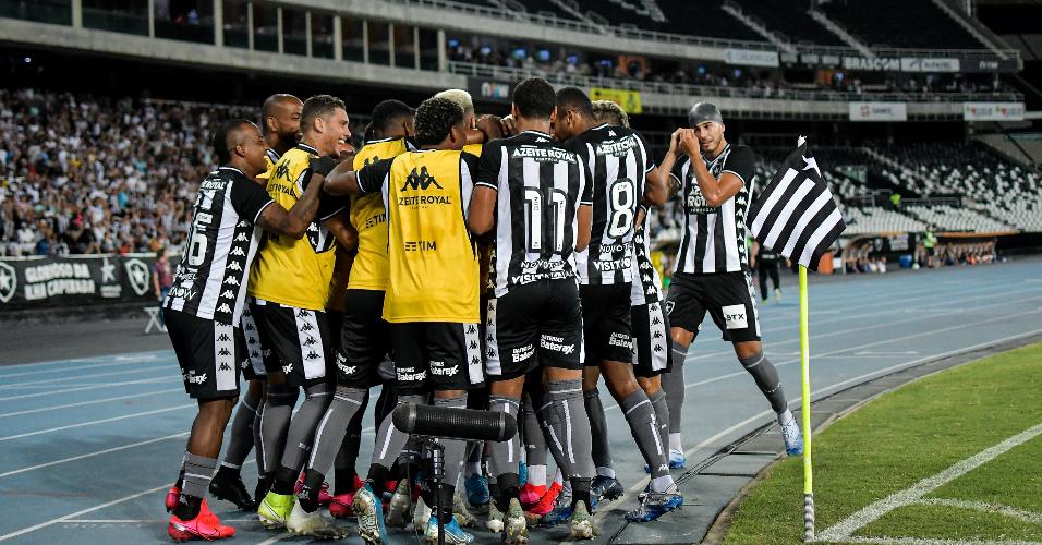 Botafogo comemora o gol anotado contra o Paraná pela Copa do Brasil