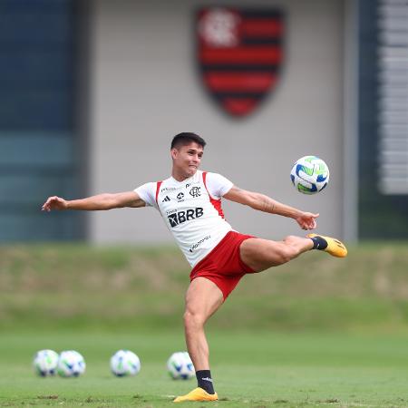 Luiz Araújo durante treinamento do Flamengo no Ninho do Urubu