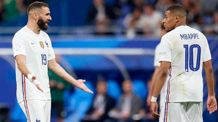 Mbappé e Benzema discutem em jogo da França contra a Croácia pela Liga das Nações - Jose Breton/Pics Action/NurPhoto via Getty Images