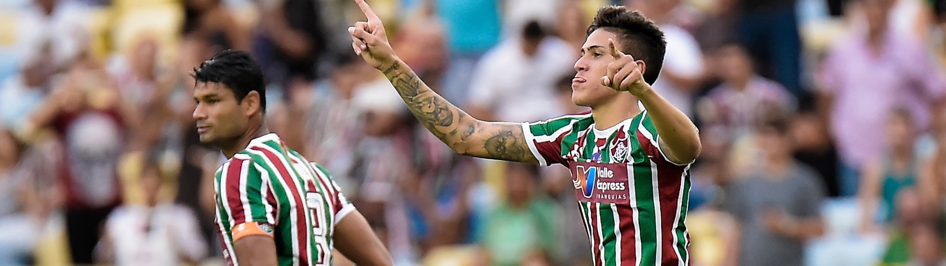 O atacante Pedro comemora gol do Fluminense diante do Cruzeiro, no Maracanã