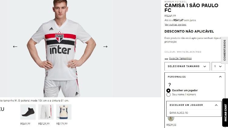 Camisa SPFC site Adidas - Reprodução - Reprodução