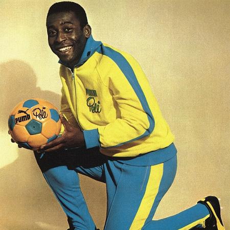 Pelé como garoto-propaganda da marca esportiva Puma, em anúncio de 1970 - Divulgação