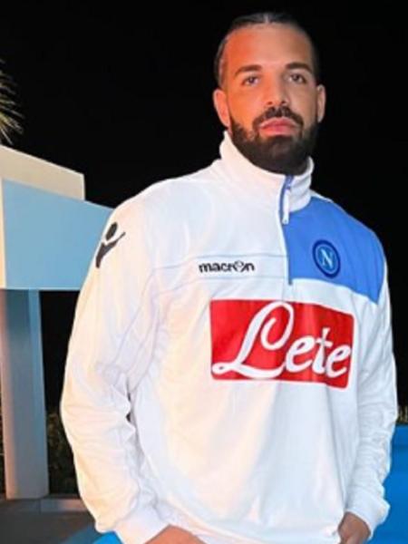 Rapper Drake, com a camisa do Napoli, torce por vitória da Argentina contra a França na final da Copa - Reprodução/Instagram