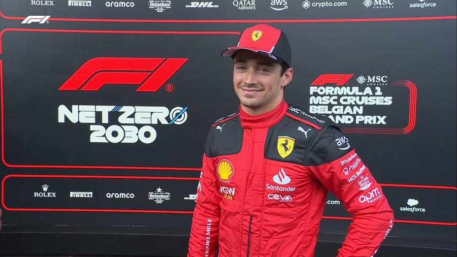 O ferrarista Charles Leclerc, após herdar a pole position para o GP da Bélgica