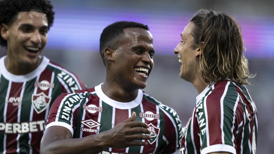 Canobbio comemora após marcar pelo Fluminense - Jorge Rodrigues/Agif