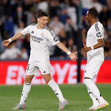 Arda Guler celebrates goal scored by Real Madrid against Getafe, in the Spanish Championship Arda Guler celebrates goal scored by Real Madrid against Getafe, in the Spanish Championship