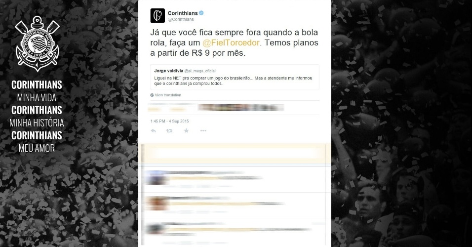 Corinthians responde à provocação de Valdivia no Twitter