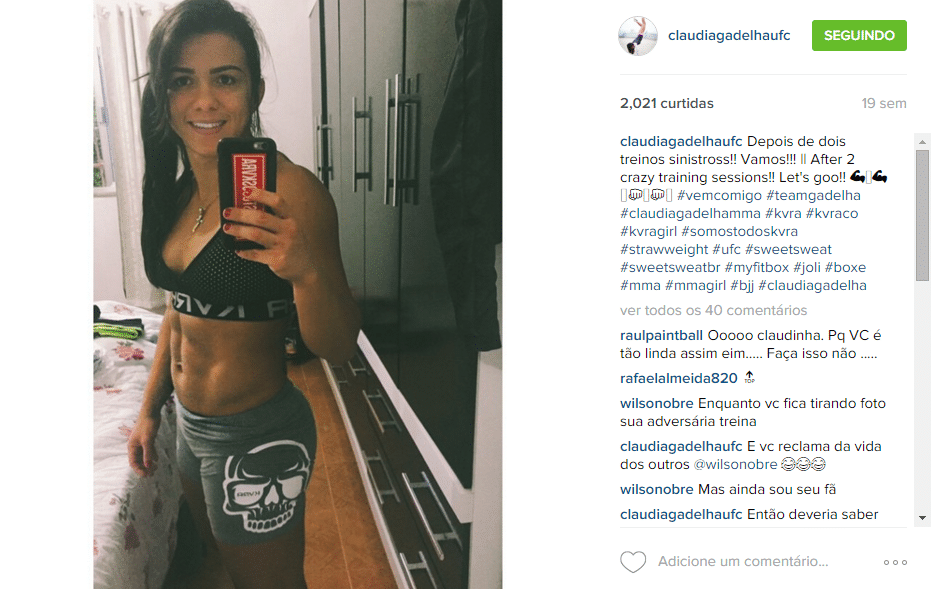 Vaidosa, Claudia Gadelha conta das dificuldades de manter o visual, já que os treinos atrapalham - Reprodução/Instagram