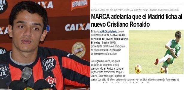 Alípio já foi apontado como "novo Cristiano Ronaldo" quando foi contratado pelo Real - Montagem/UOL
