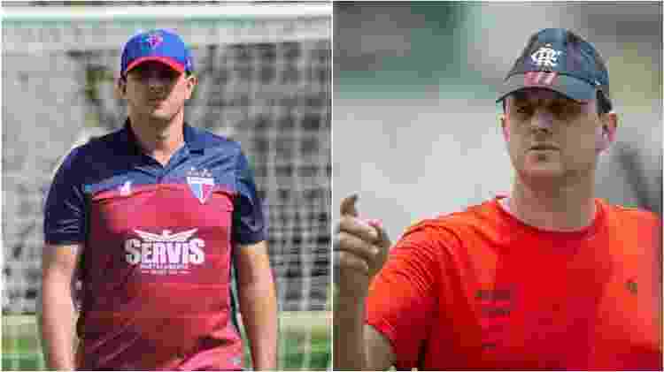 Rogério Ceni fez história como técnico do Fortaleza e, hoje, comanda o Flamengo - Colagem de fotos de Paulo Matheus/Fortaleza e Alexandre Vidal / Flamengo - Colagem de fotos de Paulo Matheus/Fortaleza e Alexandre Vidal / Flamengo