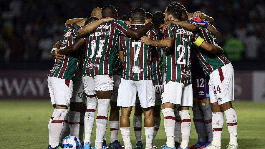 Jogadores do Fluminense reunidos antes do duelo com o Millonarios, pela Libertadores - Lucas Merçon / Fluminense