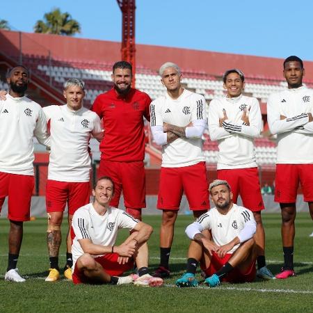 Flamengo tem treinado no Marrocos com uniforme "limpo" de patrocínios por determinação da Fifa aos clubes - Gilvan de Souza / Flamengo