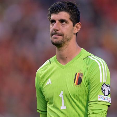 Thibaut Courtois em ação pela seleção da Bélgica, em 2023