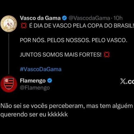 Flamengo comentou em postagem do perfil oficial do Vasco provocando rival por utilizar frase comumente usada pelo Rubro-Negro: "Por nós, pelos nossos" Flamengo comentou em postagem do perfil oficial do Vasco provocando rival por utilizar frase comumente usada pelo Rubro-Negro: "Por nós, pelos nossos"