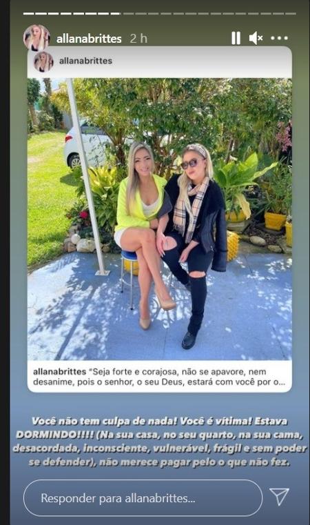 Allana Brittes parte em defesa de Cris Brittes no Caso Daniel - Instagram - Instagram