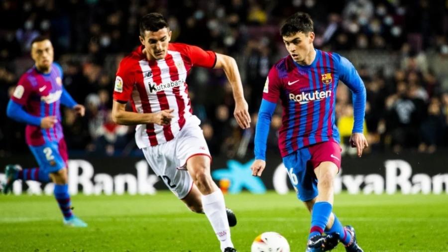 Pedri deu belo drible durante partida entre Barcelona e Athletic Bilbao - Divulgação/Barcelona