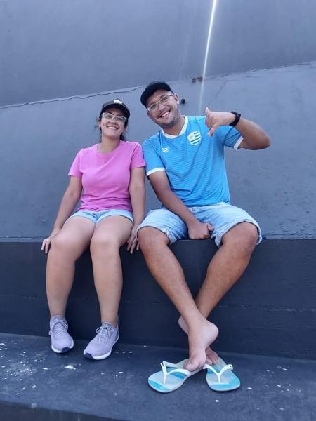 Andrey Lise e Letícia Freitas, torcedores que foram à Ibrachina Arena ver jogos da Copinha
