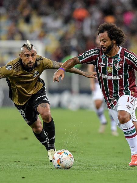 Marcelo, do Fluminense, em ação contra o Colo-Colo, pela Libertadores