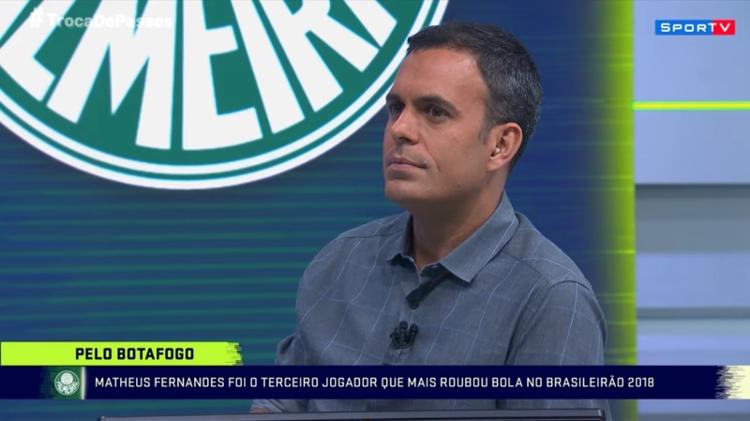 Tiago Maranhão durante programa Troca de Passes, do SporTV, em 2018 - Reprodução - Reprodução