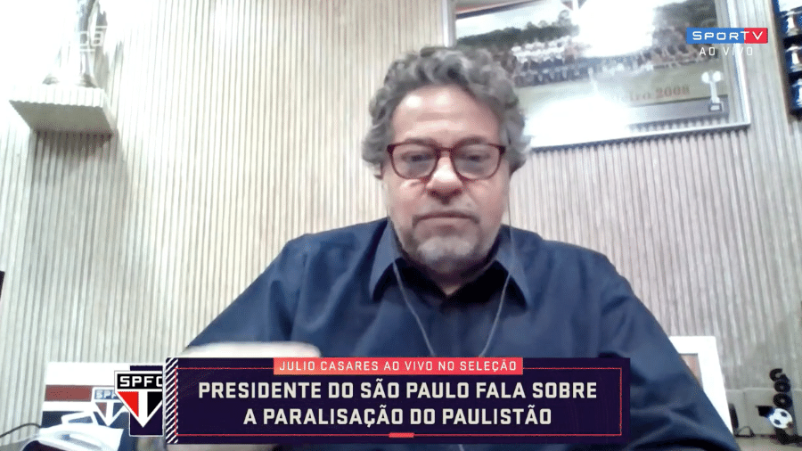 Julio Casares, presidente do São Paulo, em entrevista ao "Seleção SporTV" - Reprodução / SporTV