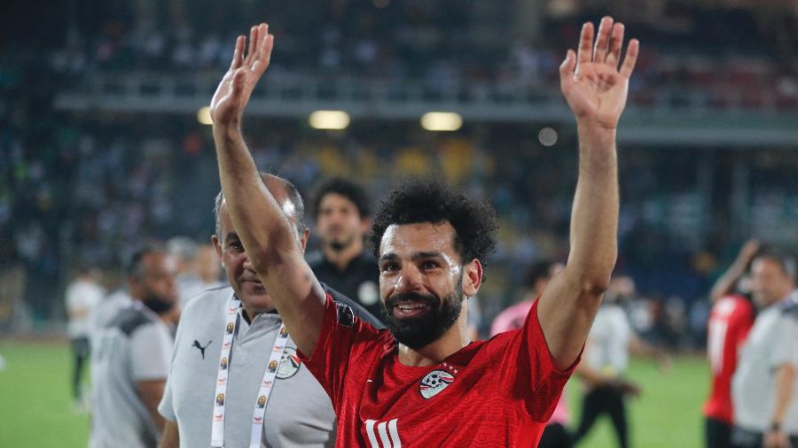 30.01.22 - Mohamed Salah, da seleção do Egito, celebra vitória nas quartas de final contra Camarões na Copa Africana de Nações  - MOHAMED ABD EL GHANY/REUTERS