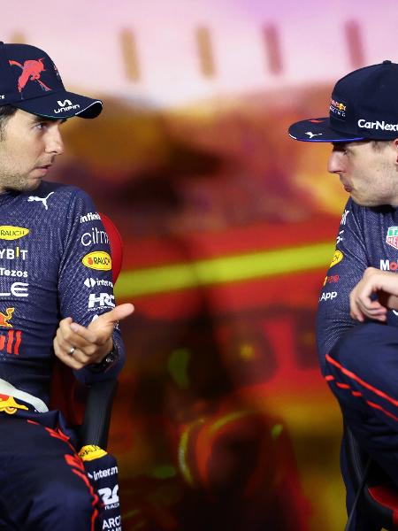 Sergio Pérez e Max Verstappen se envolveram em uma disputa verbal de causas até então desconhecidas - Dan Istitene/Getty Images/Red Bull