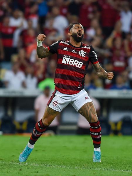 Gabigol vibra efusivamente após converter seu pênalti e inflama torcida do Flamengo no Maracanã - Marcelo Cortes / Flamengo
