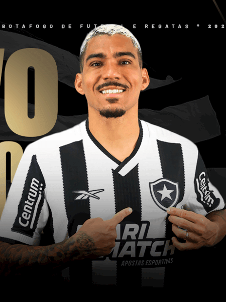 Arte divulgada pelo Botafogo para anunciar o volante Allan
