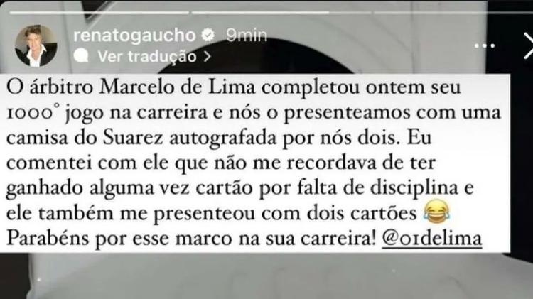 Troca de presentes entre Renato Gaúcho e Marcelo de Lima Henrique