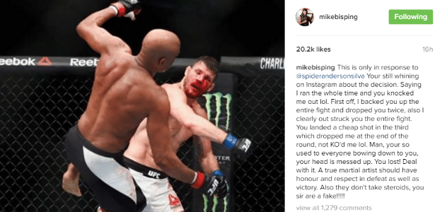 Michael Bisping rebateu as provocações de Anderson Silva nas redes sociais - Reprodução / Instagram