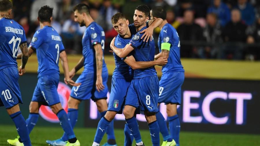 Seleção italiana comemora vitória contra Finlândia pelas Eliminatórias da Eurocopa 2020 - Divulgação/UEFA