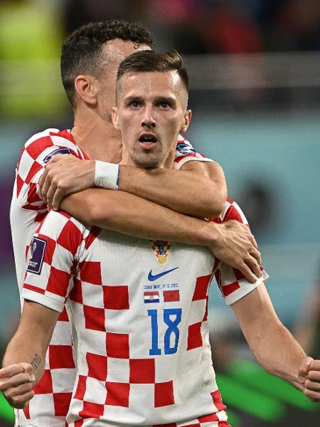 Orsic comemora gol da Croácia na disputa do terceiro lugar da Copa do Mundo. - PAUL ELLIS/AFP