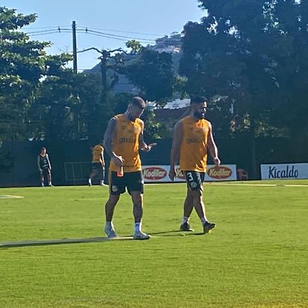 Santos: Lucas Lima e Felipe Jonatan em treino no CT Rei Pelé - Gabriela Brino/ UOL