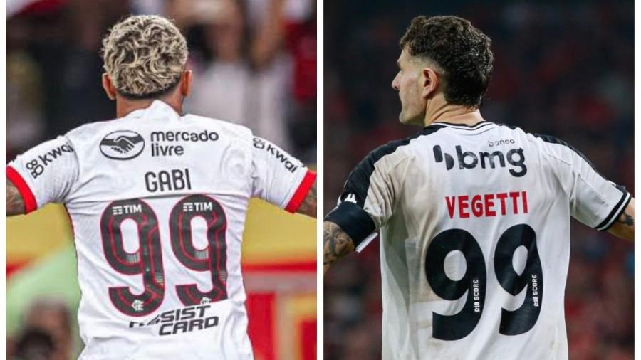 Gabigol e Vegetti jogam com o nº 99 em Flamengo e Vasco, respectivamente - Marcelo Cortes-Flamengo / Matheus Lima-Vasco