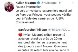 Mbappe desmente jornalista no Twitter - Reprodução - Reprodução