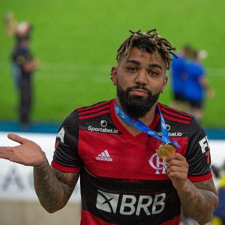 Gabigol festeja título do Flamengo no Carioca de 2020 - Alexandre Vidal/Flamengo