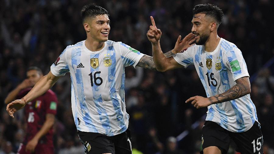 Nico González comemora gol da Argentina contra a Venezuela pelas Eliminatórias - Marcelo Endelli/Getty Images