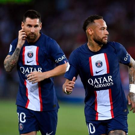 Neymar e Lionel Messi em ação pelo PSG no Campeonato Francês - Aurelien Meunier/Getty