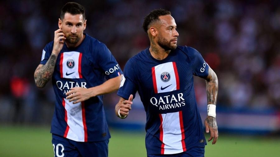 Neymar e Lionel Messi em ação pelo PSG no Campeonato Francês - Aurelien Meunier/Getty