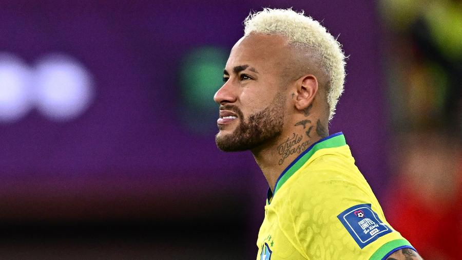 Neymar durante a decisão por pênaltis entre Brasil x Croácia, pelas quartas de final da Copa do Mundo do Qatar - Gabriel Bouys/AFP