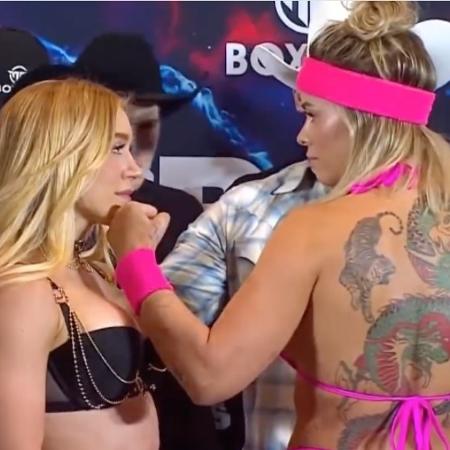 Elle Brooke e Paige Vanzant se encaram antes da luta pelo 'Misfits Boxing'