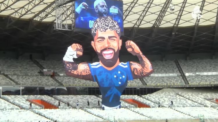 Mosaico de Gabigol em apresentação no Mineirão