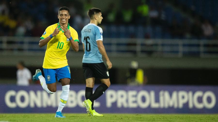 Pedrinho abriu o placar para o Brasil diante do Uruguai, pelo Pré-Olímpico - Lucas Figueiredo/CBF