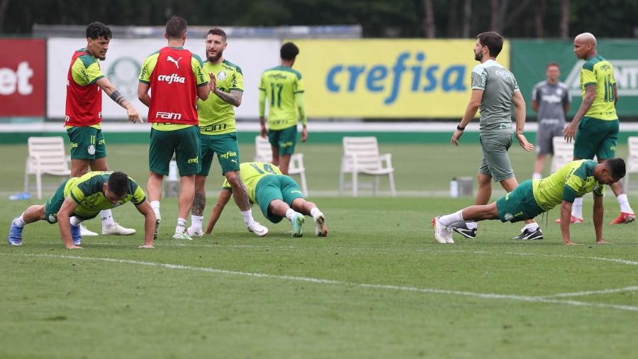 Jogadores do Palmeiras durante treinamento - Cesar Greco/Palmeiras