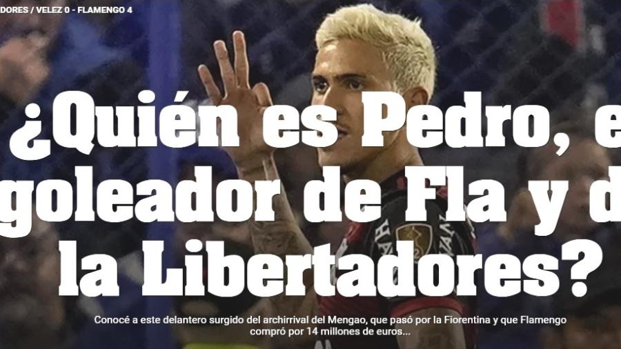 Atuação de Pedro contra o Vélez ganhou destaque em tradicional portal de notícias argentino - Reprodução/Olé