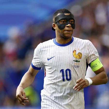 Mbappé, da França, em jogo contra a Bélgica pela Eurocopa 2024