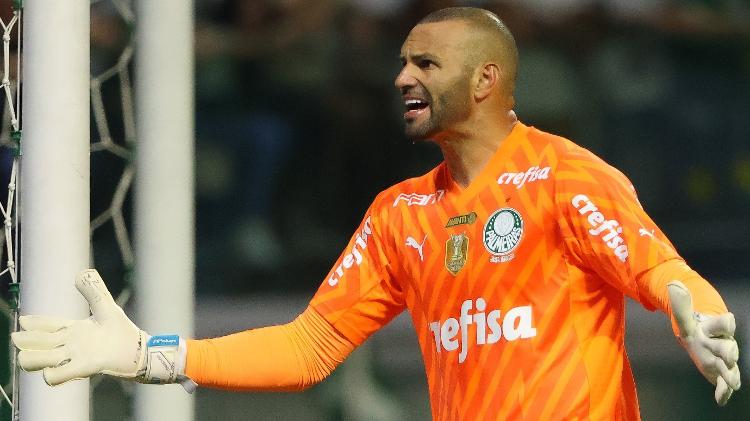 Weverton em ação durante Palmeiras x Botafogo, jogo do Campeonato Brasileiro