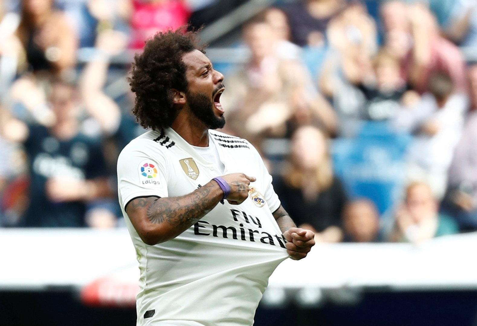 Marcelo comemora seu gol durante Real Madrid x Levante, neste sábado - undefined