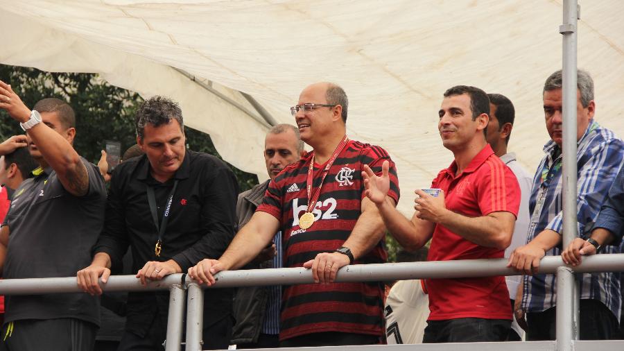 Declaradamente corintiano, o governador do Rio de Janeiro, Wilson Witzel (PSC), participou da celebração dos jogadores do Flamengo - FAUSTO MAIA/AGÊNCIA O DIA/ESTADÃO CONTEÚDO