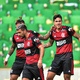Pedro comemora seu gol com Gabigol e Arrascaeta na final do Carioca entre Fluminense e Flamengo - Thiago Ribeiro/AGIF